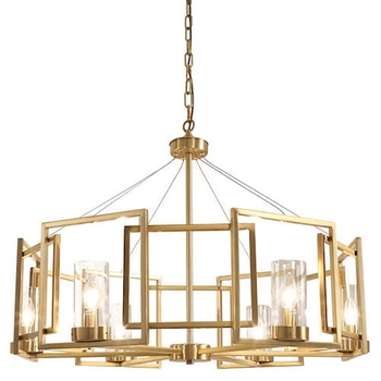 Nowoczesny żyrandol salonowy CGGLASSBRAFRAM80 złote ramki