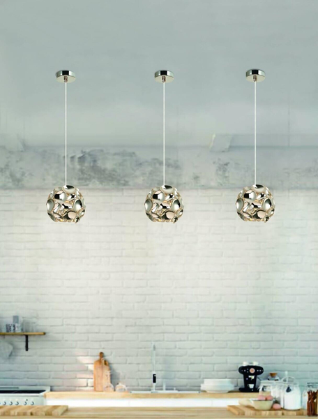Dekoracyjna lampa wisząca Carera OR80179 okrągła chrom