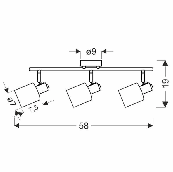 Potrójna lampa sufitowa Agra 93-25050 Candellux loftowa czarna bursztynowa