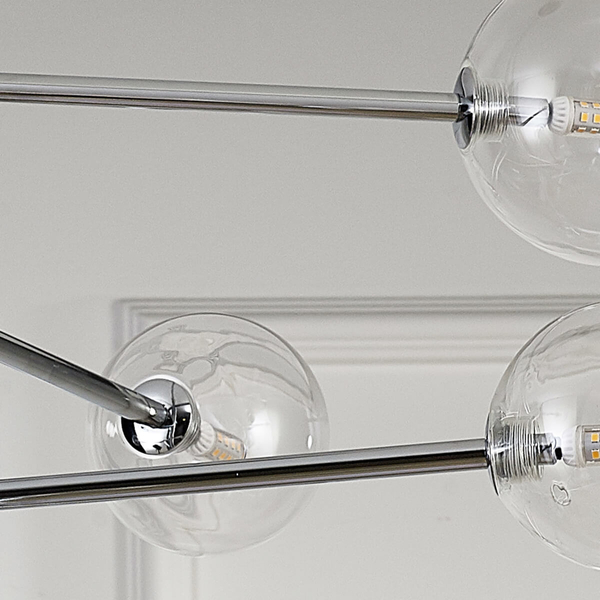 Wisząca lampa salonowa sticks Sola ST-5020-12 Step szklane kule chrom