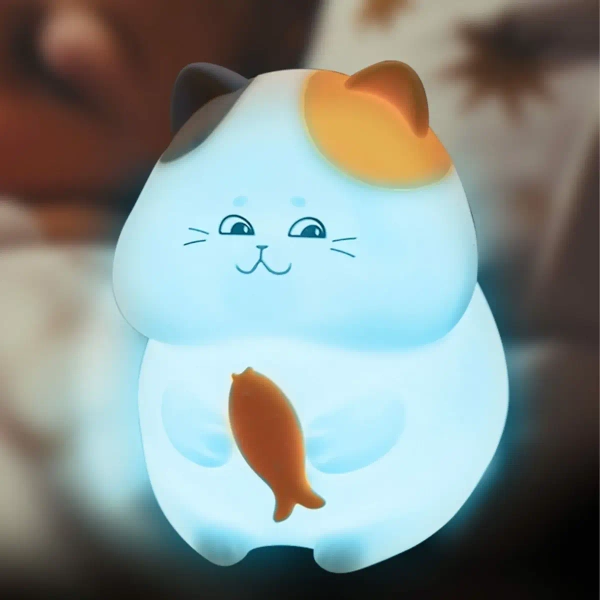 Lampka nocna do pokoju dziecięcego Gatto 327642 LED 1W 3000K+RGB kot biała