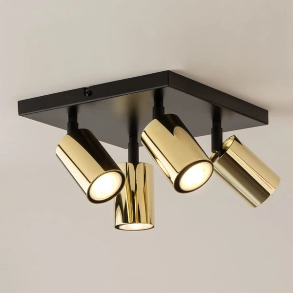 Kwadratowa lampa sufitowa reflektorki Zoom 33601 Sigma czarna złota