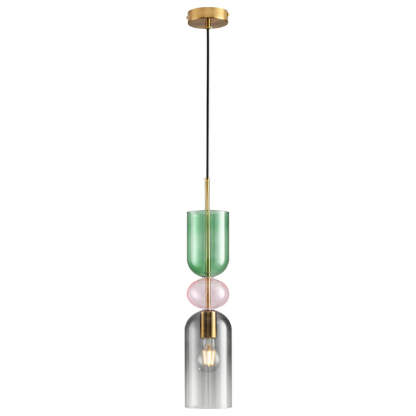 Szklana lampa wisząca PASTELLO ST-DN399B nad wyspę zielona szara