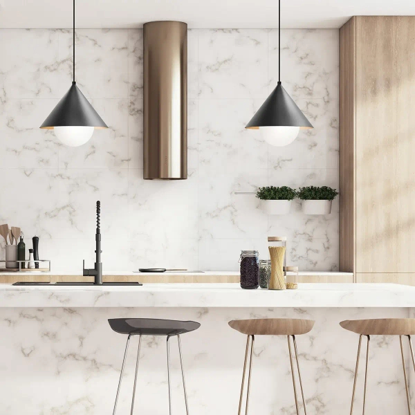 Modernistyczna lampa wisząca Remyck ALM-REMYCK-P-BK nad blat czarna