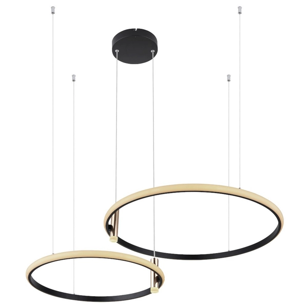 Nowoczesna LAMPA wisząca COCO 67300H Globo metalowe pierścienie LED 55W 2700K - 6000K zwis złoty