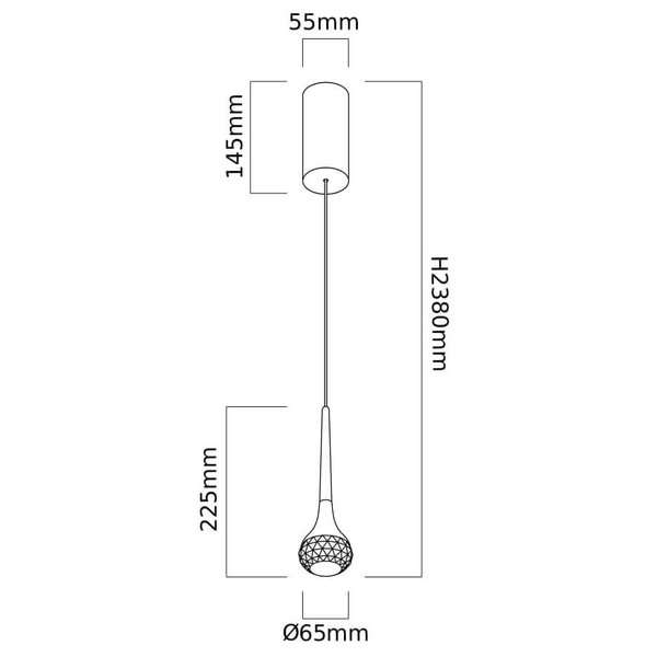 Ledowa lampa wisząca Crima OR84795 LED 6W 3000K łezka szklana czarna