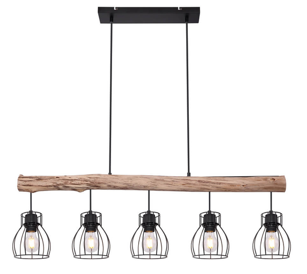 Wisząca lampa drewniana Mina 15326-5N czarna drewniana