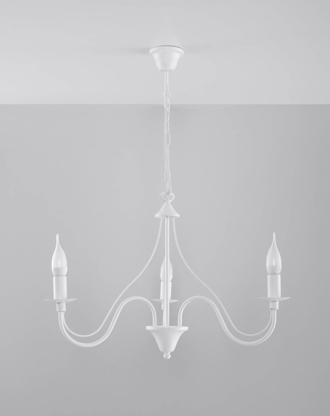 Żyrandol LAMPA wisząca SL.0213 metalowa OPRAWA świecznikowa ZWIS na łańcuchu maria teresa biała