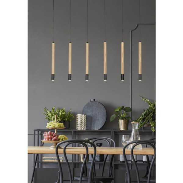 Wisząca lampa nad stół Izolda AZ3340 LED 27W 3100K sople drewniana czarna