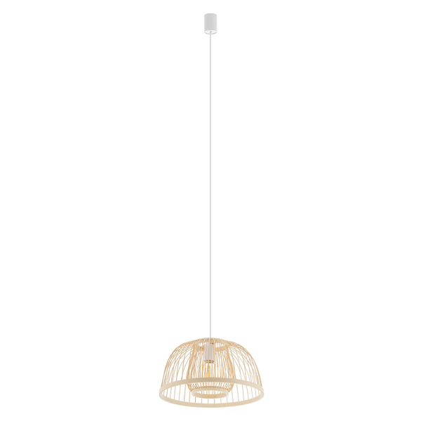 Lampa zwisająca Krabi 11158 japandi bambusowa miska cage metalowa biała