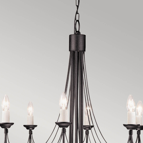 Świecznikowy żyrandol Carisbrooke CB8-BLACK Elstead metalowy biały czarny