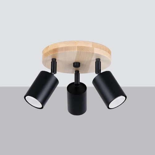 Nasufitowa lampa do sypialni Verdo SL.1292 rurka drewniana czarna