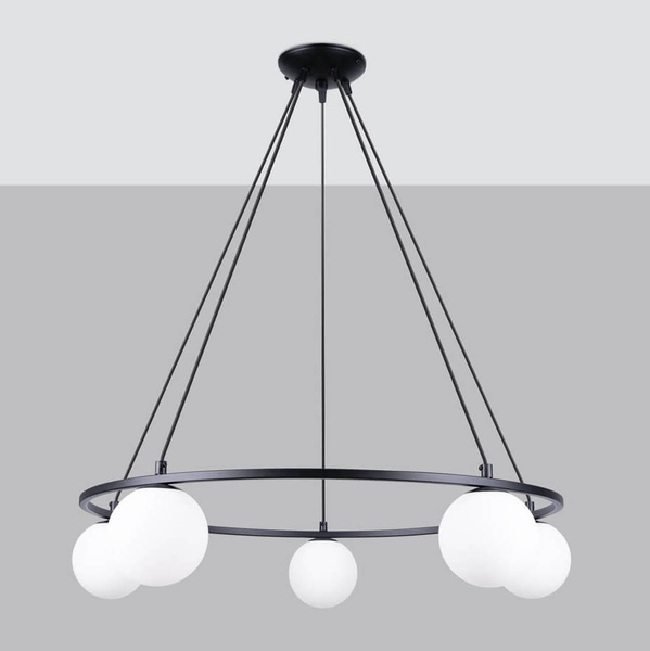 Lampa wisząca Yoli SL.1214 ring balls nad stół czarna biała