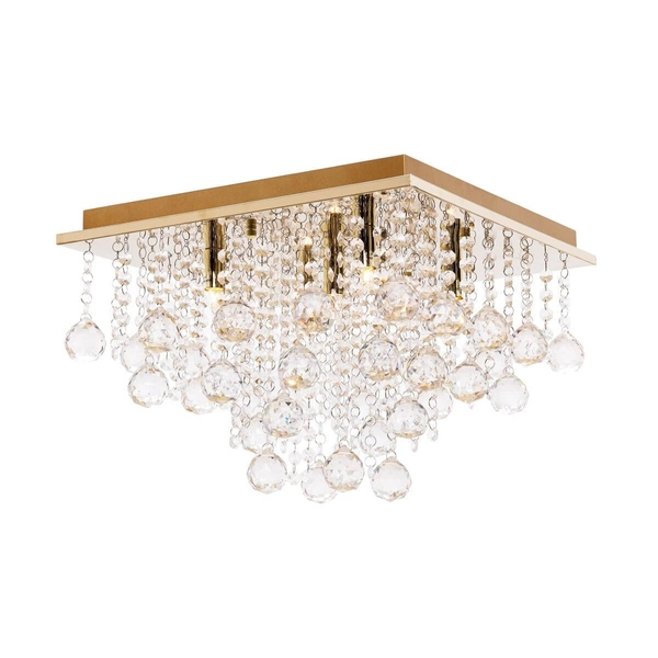 Natynkowa lampa sufitowa Rangel do sypialni crystal złota