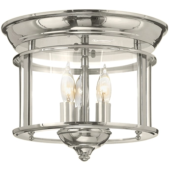 Sufitowa LAMPA industrialna HK-GENTRY-F-PN Elstead HINKLEY szklana OPRAWA plafon okrągły świecznikowy nikiel przezroczysty