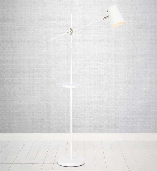 Stojąca LAMPA podłogowa LINEAR 107308 Markslojd salonowa OPRAWA z metlową półką biała