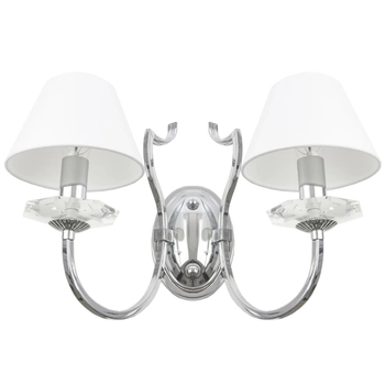 Klasyczny kinkiet Riga W02779CH-WH Cosmolight metal tkanina srebrny biały