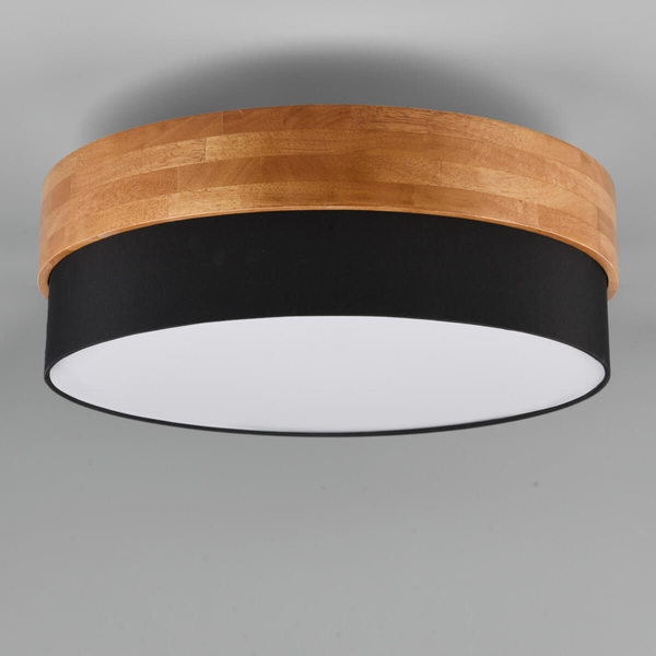 Okrągła lampa sufitowa SEASONS 611500302 Trio do sypialni czarny drewniany