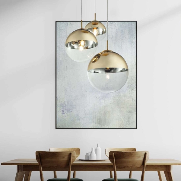 LAMPA wisząca VARUS 15855-3 Globo szklana OPRAWA zwis kaskada kule balls złote przezroczyste
