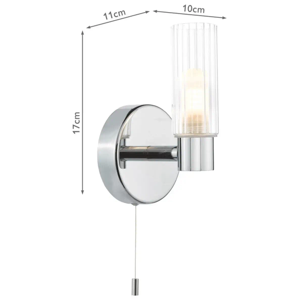 Naścienna lampa do łazienki Bolton BOL0750 z włącznikiem IP44 chrom