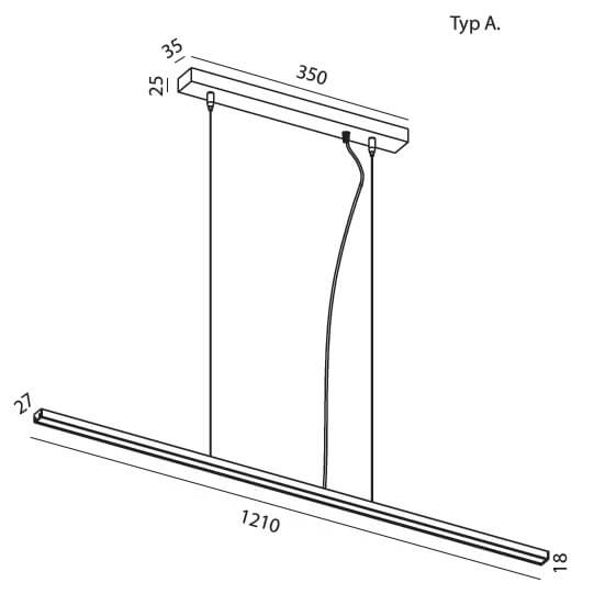 Lampa podwieszana Slima 5122A03203-11 Elkim LED 24W 4000K liniowa czarna