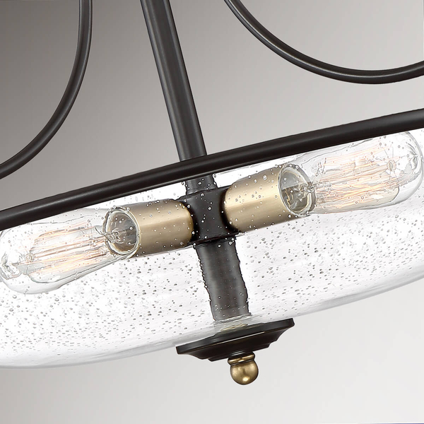 Szklana lampa sufitowa Griffin QZ-GRIFFIN-SFM-C-PNAB Quoizel brąz przezroczysty
