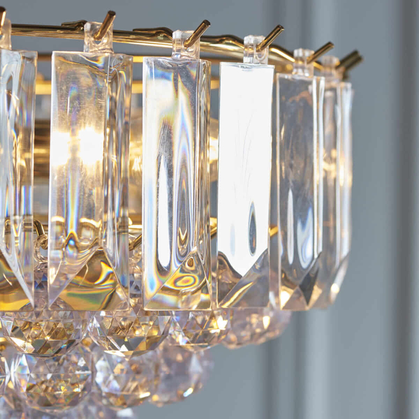 Lampa wisząca z kryształkami Fargo FARGO-14BP Endon mosiądz przezroczysta