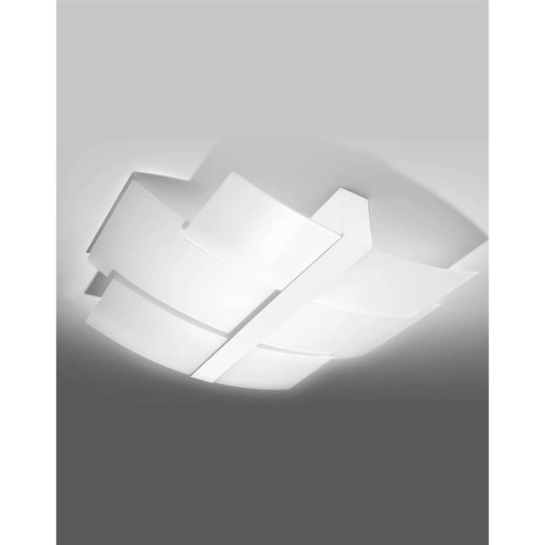 Sypialniana lampa sufitowa SL.1047 biała nad łóżko szklana