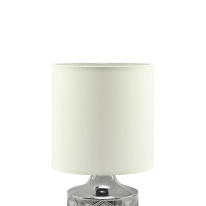 Stołowa LAMPA stojąca LINDA 03785 Ideus ceramiczna LAMPKA abażurowa wzorki biała chrom