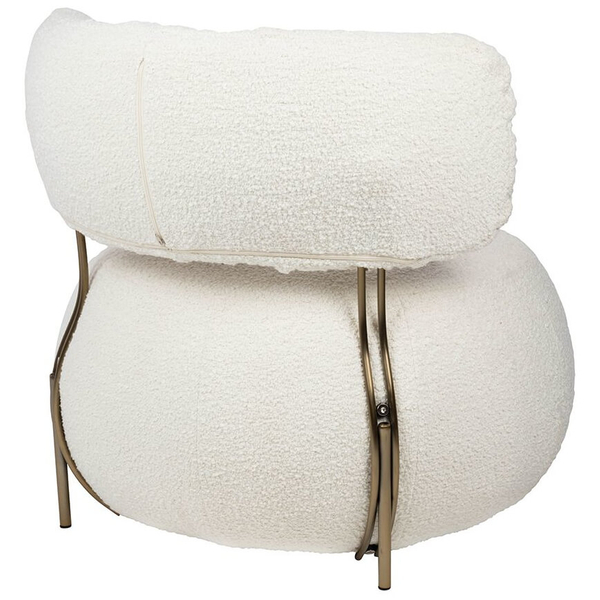 Biały fotel wypoczynkowy KH1301100130 Low Teddy okrągły do salonu