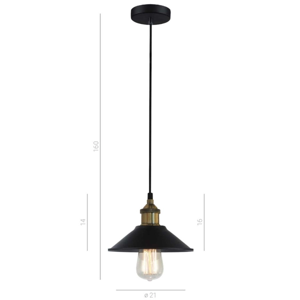 LAMPA wisząca KERMIO MDM-2318/1S Italux metalowa OPRAWA industrialny ZWIS okrągły czarny