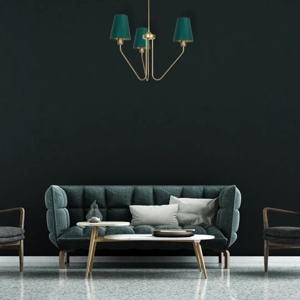 Potrójny wisząca lampa VICTORIA MLP4907 do salonu mosiądz zielona