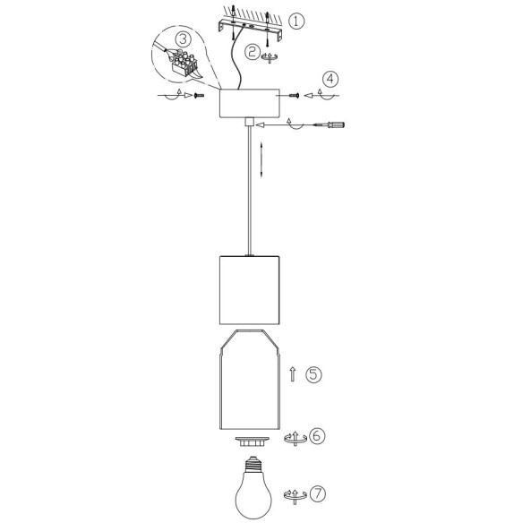 Wisząca lampa loftowa Robin 310600132 szklana tuba czarna do kuchni