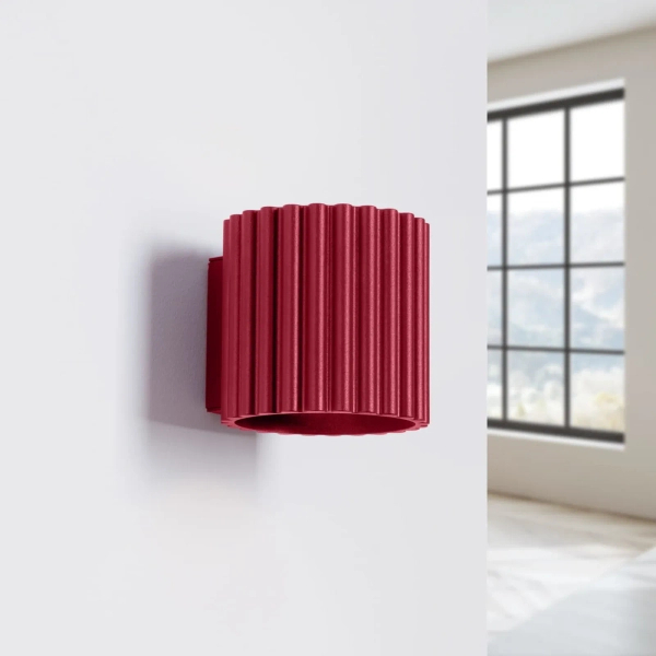 Lampa ścienna AURA SL.1821 ryflowana burgundowa G9
