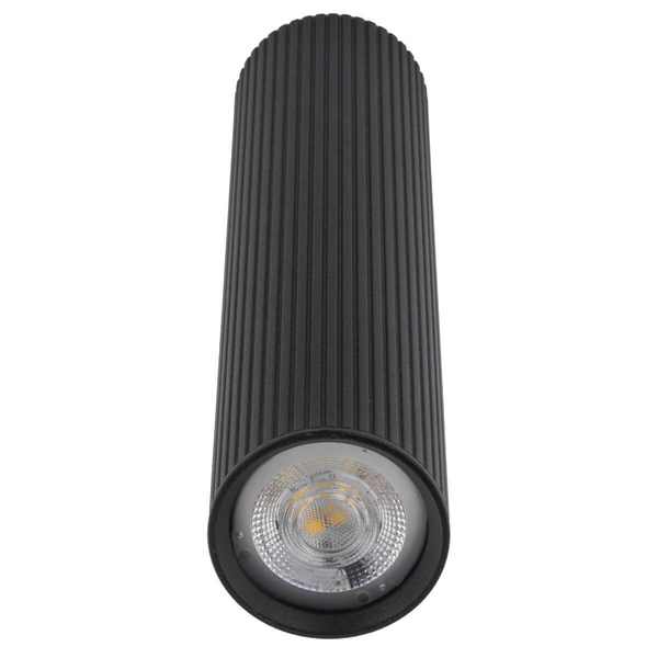 Podłużna lampa nasufitowa Tune 10024 prążkowana do holu czarna