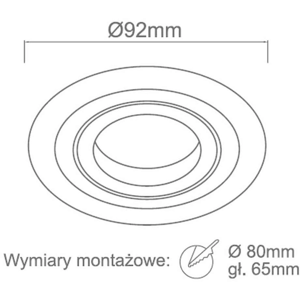 Oczko LAMPA sufitowa Pio Bianco Orlicki Design metalowa OPRAWA podtynkowa wpust okrągły biały