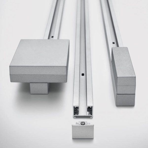 Zasilacz do szyn z przełącznikiem Duoline 701187 Trio srebrny