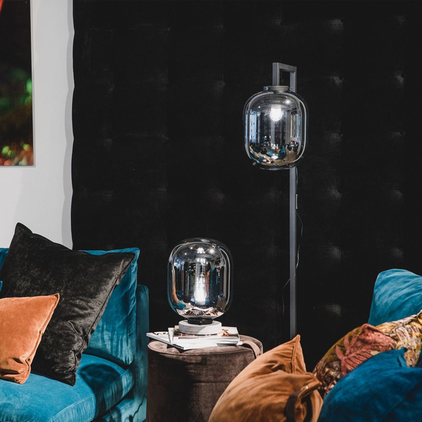 Nocna lampa szklana Leola 4002070-4505 do sypialni przydymiona loft
