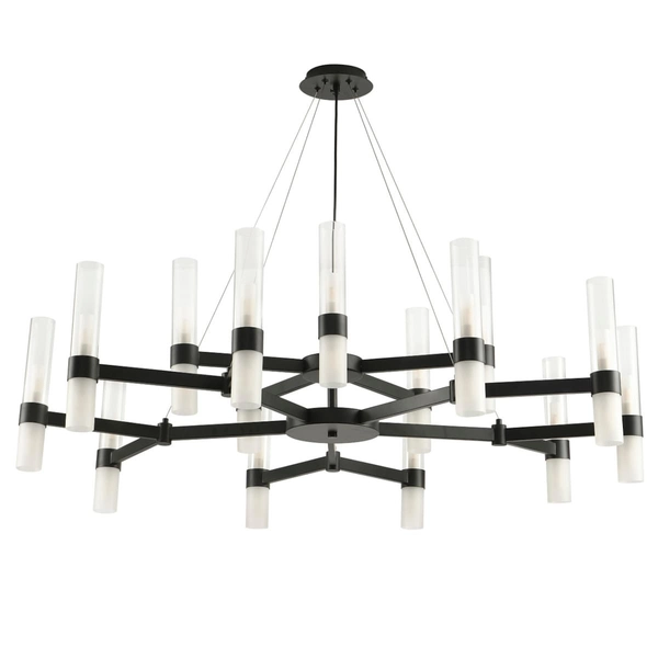 Żyrandol wielopunktowy tuby Candela DN1505-15 black Step szklany czarny