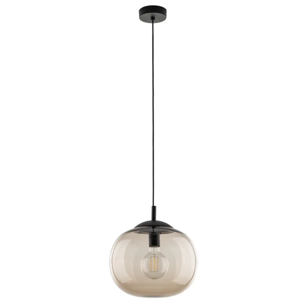 Szklana lampa wisząca do sypialni VIBE 4676 kula czarny bursztynowy