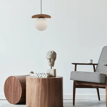 Nowoczesna lampa wisząca MIRROR salonowa kula biała brązowa