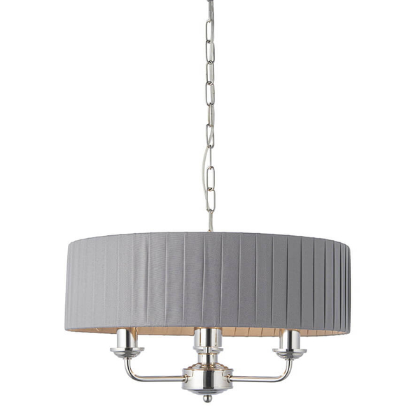 Żyrandol Highclere 94394 Endon plisowany abażur nikiel szary