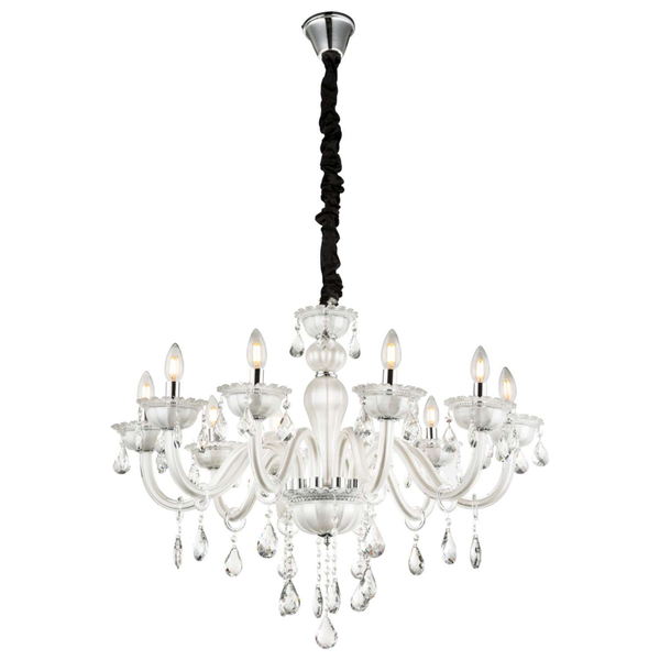 Żyrandol LAMPA wisząca TEEJAY 64118-10 Globo świecznikowa OPRAWA pałacowy zwis z kryształkami maria teresa crystal biały