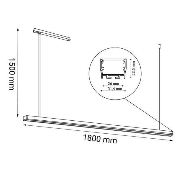 Liniowa wisząca lampa Hiate 1857 Shilo LED 36W 3000K do jadalni biała