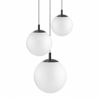 Potrójna lampa wisząca ALUR 11144320 Kaspa kule białe tytan szczotkowany