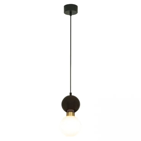 Marmurowa wisząca lampa 23241 kula biała mosiądz czarny