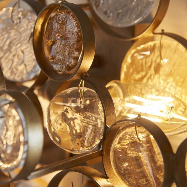 Dekoracyjny kinkiet L&-191990 Light& szklane płatki bursztynowy złoty