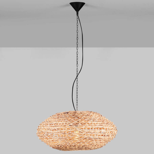 Wisząca lampa GUARDIA LE44580 do salonu ekologiczna naturalna czarna