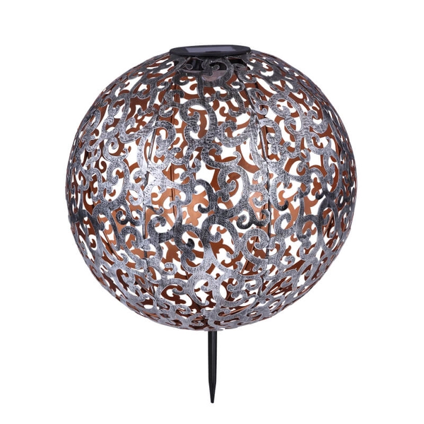 Metalowa lampa zewnętrzna Solar 33744 Globo LED 0,12W 3000K ball IP44 srebrna