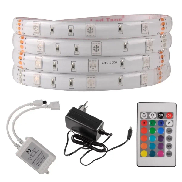 Taśma LED zestaw RGB 314444 Polux 18W sterownik zasilacz IP65 biała